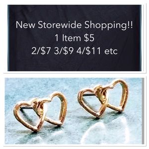 NEW 7mm Double Heart Stud Earrings